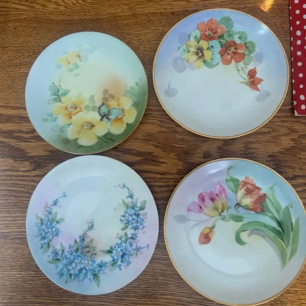 Hand Painted Appetizer Dessert Plates Floral Made in Bavaria Not Matching Set